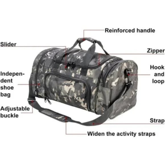 Military Tactical Duffle Bag Black Multicam - Picture 4 of 8